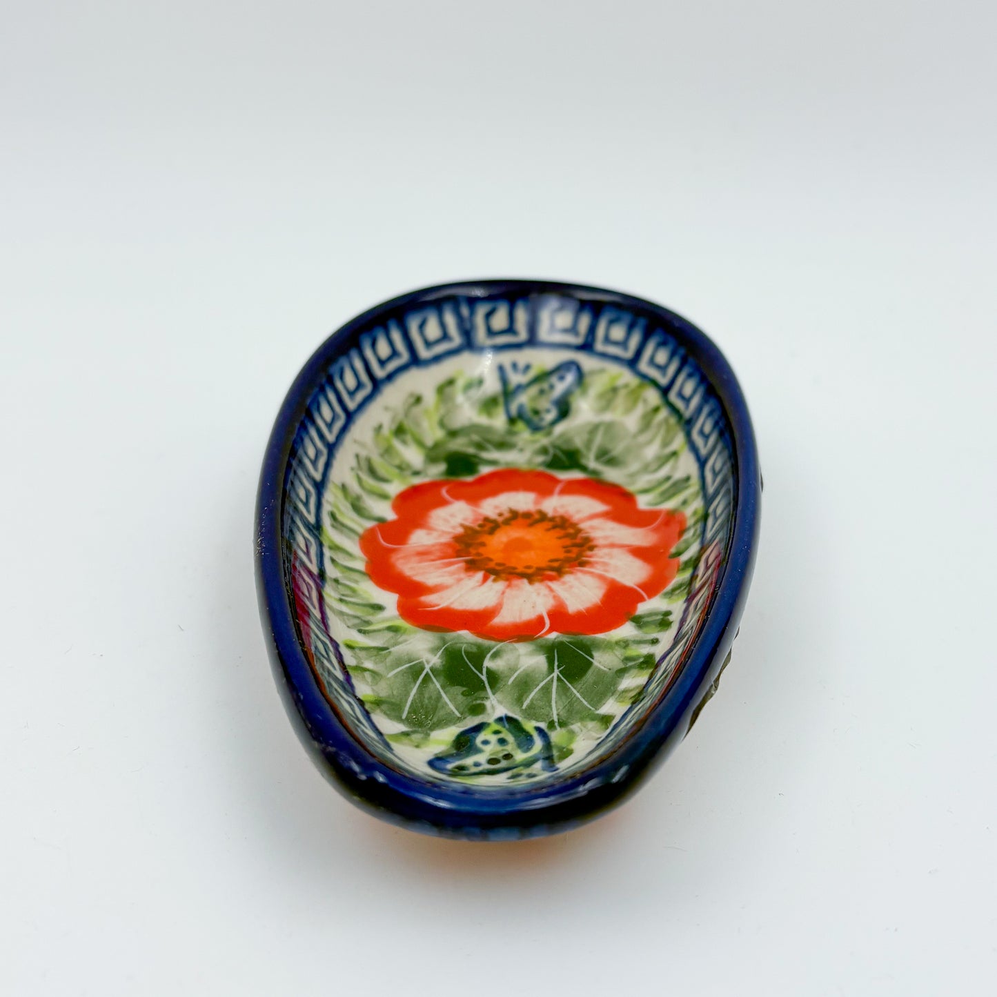 Spoon Rest 5””.  Handmade Polish pottery.  UNIKAT Happiness Design