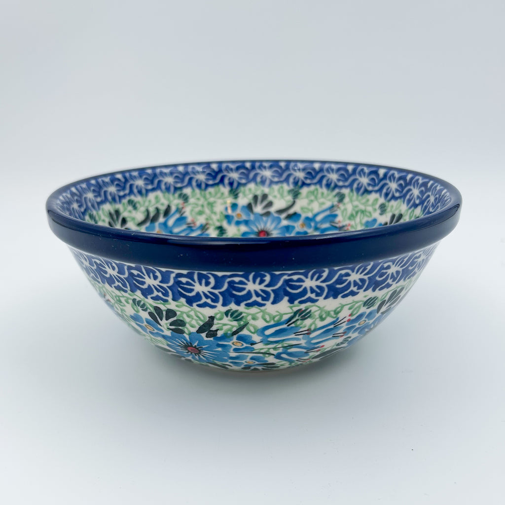 Windswept Blues bowl on white background, front view