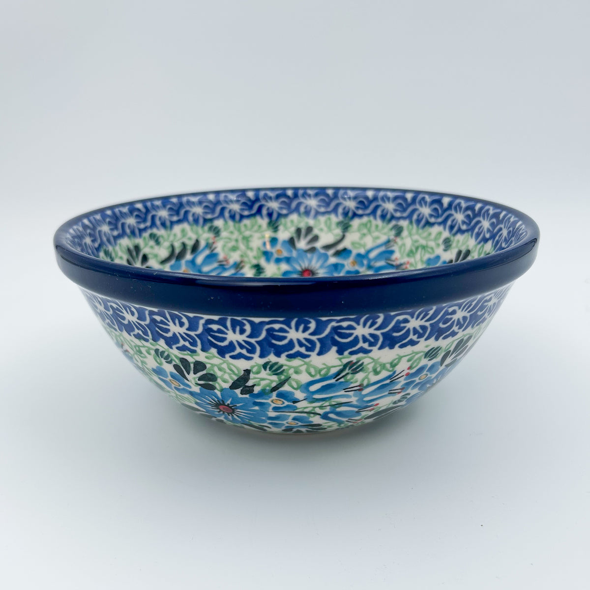 Windswept Blues bowl on white background, front view