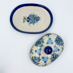 Butter Dish Oval: UNIKAT Blueberry Design
