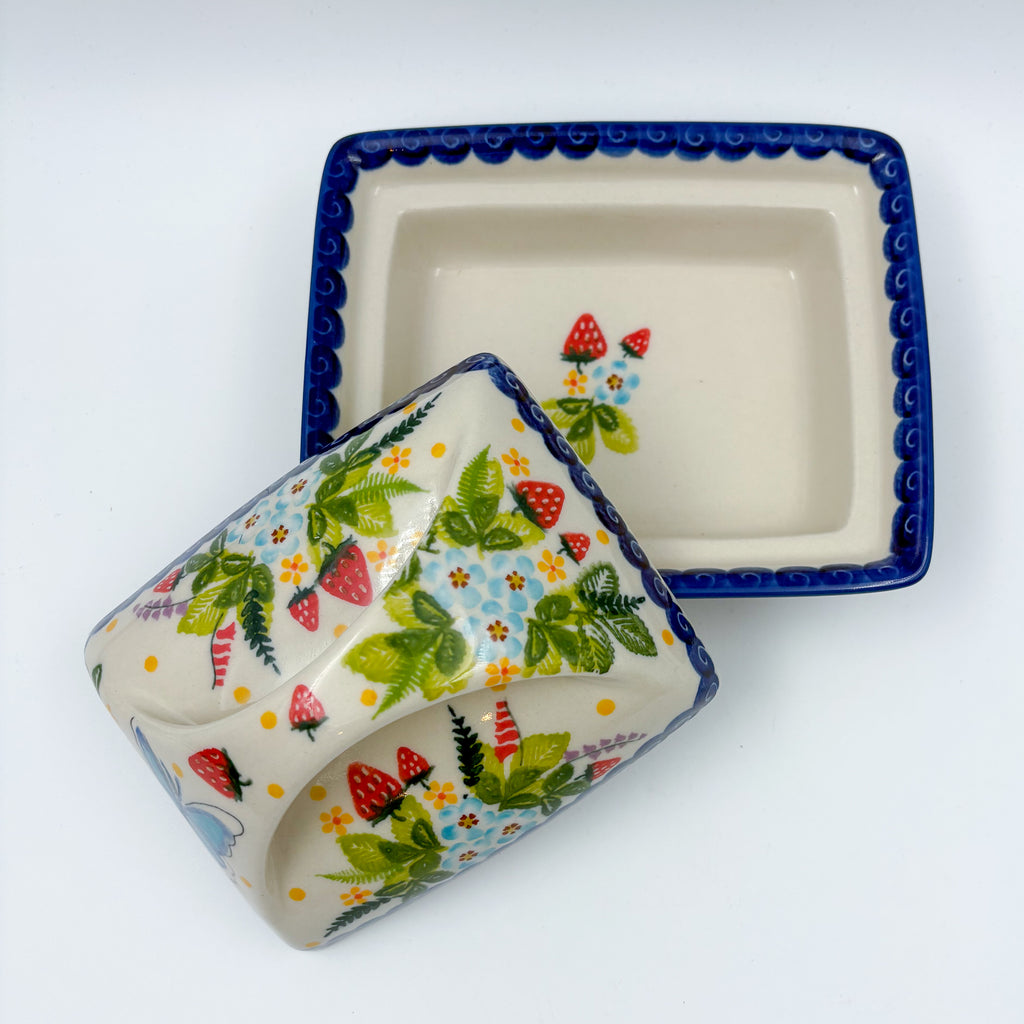 Butter Dish Deep: UNIKAT Summer Strawberries Design