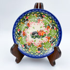 6” Plate.  Hand crafted Polish pottery stoneware: UNIKAT Hedgehogs and Pumpkins