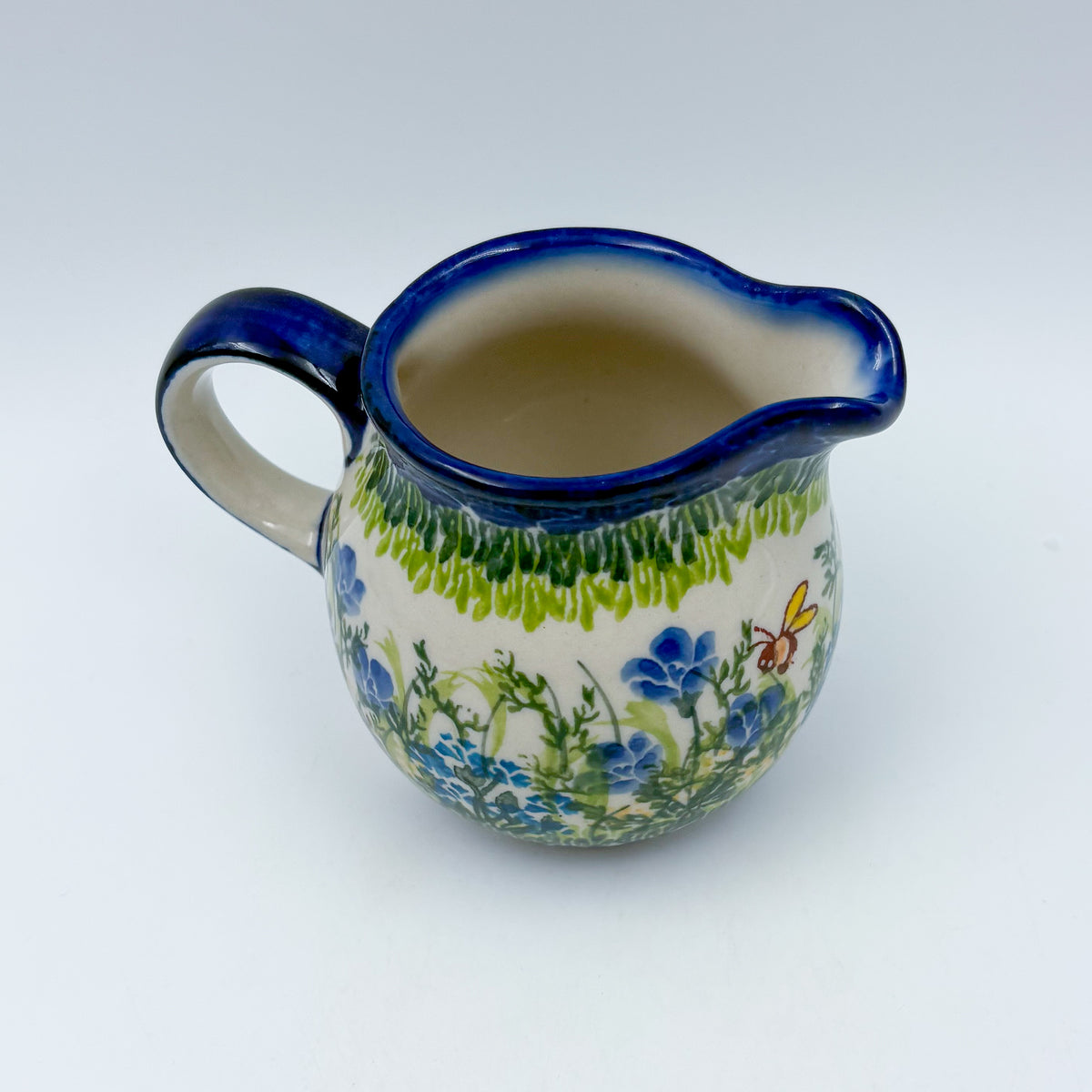 6 oz Kubus Creamer. Handcrafted in Poland UNIKAT Bluebell Meadow