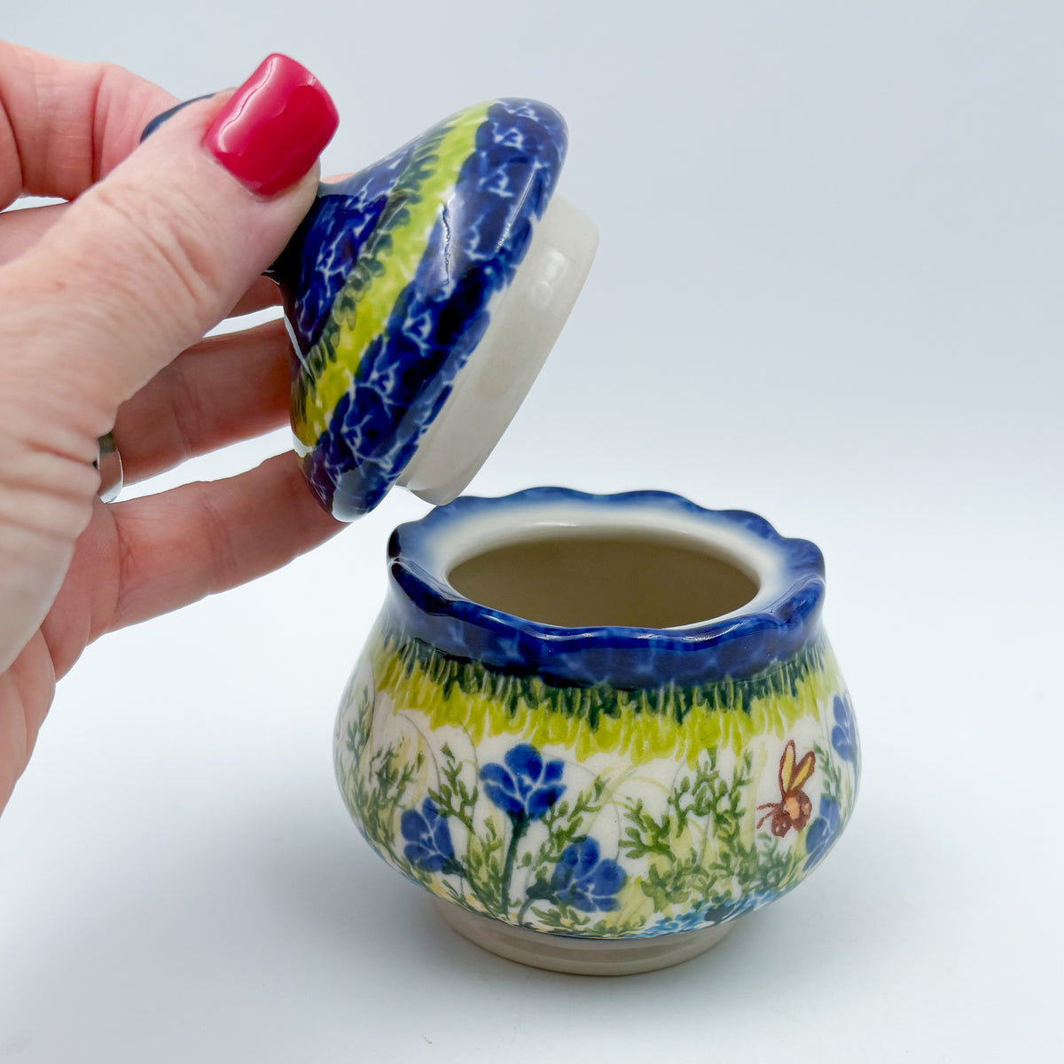 Sugar Bowl Alegro. Handmade in Poland UNIKAT Bluebell Meadow
