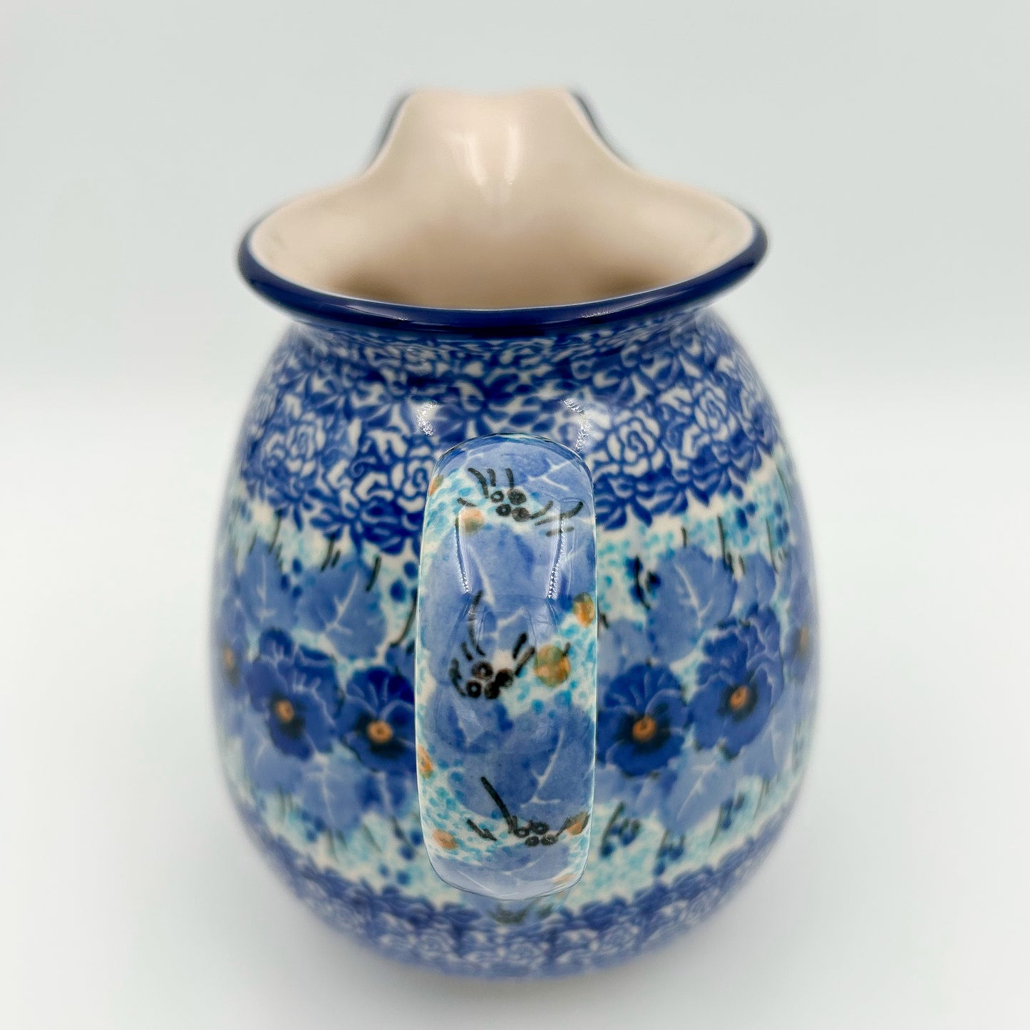 3.5 Cup Pitcher.  Hand painted Polish pottery stoneware.  UNIKAT Deep Winter