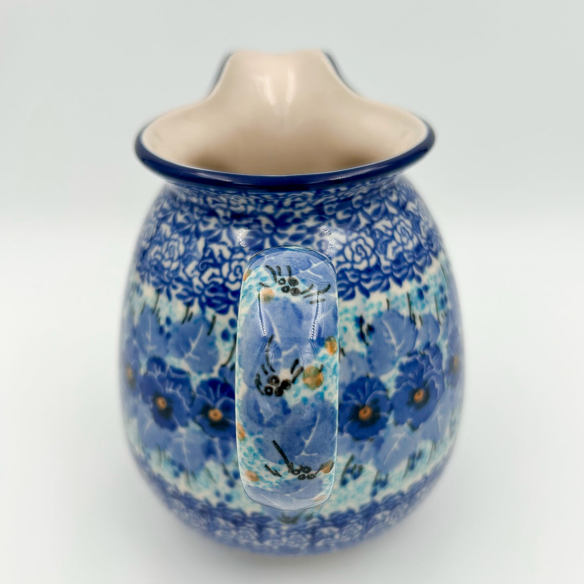 3.5 Cup Pitcher.  Hand painted Polish pottery stoneware.  UNIKAT Deep Winter