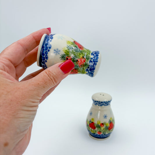 3“ Salt and Pepper Shakers.  Handmade Polish pottery.  UNIKAT Cherry Blossom