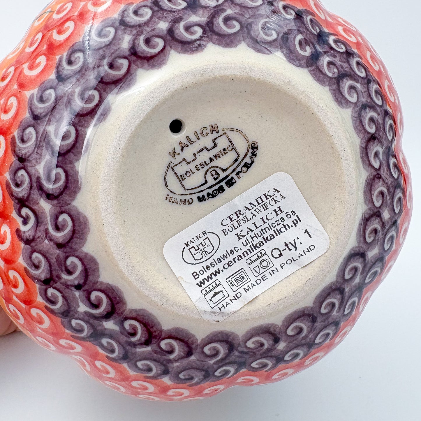 Pumpkin Small 5.3.  Hand crafted Polish pottery stoneware: UNIKAT Cat Witch