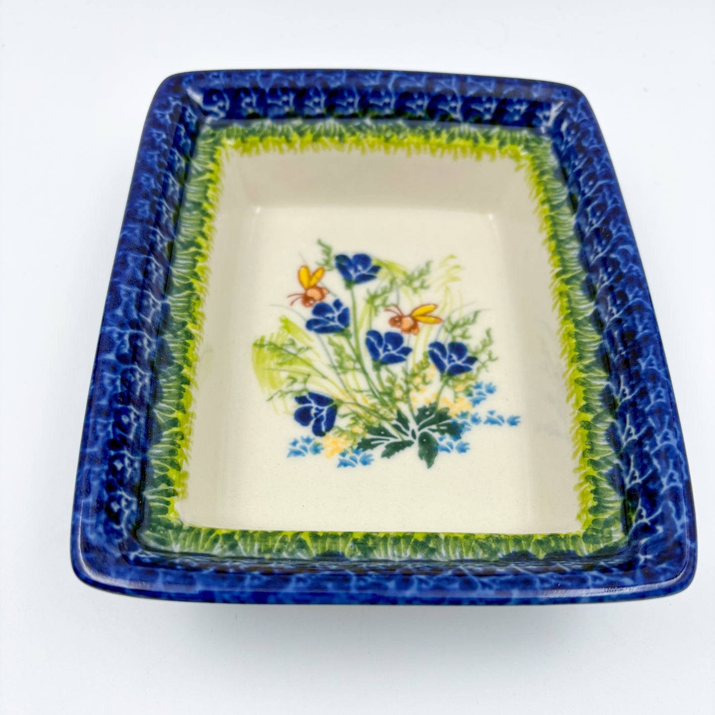 Butter Dish Deep: UNIKAT Bluebell Meadow