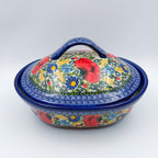 10” Baker Jacek with Lid Handmade in Poland.  UNIKAT Garden Poppy