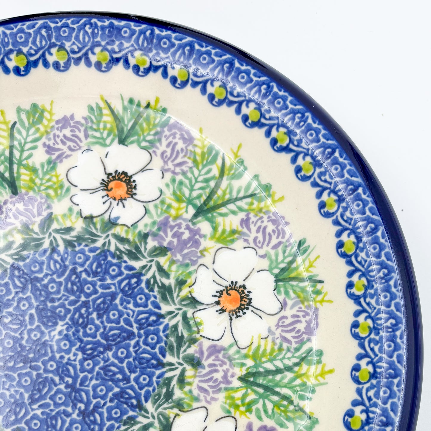 10.2” Plate.  Hand crafted Polish pottery stoneware: UNIKAT Primrose Design