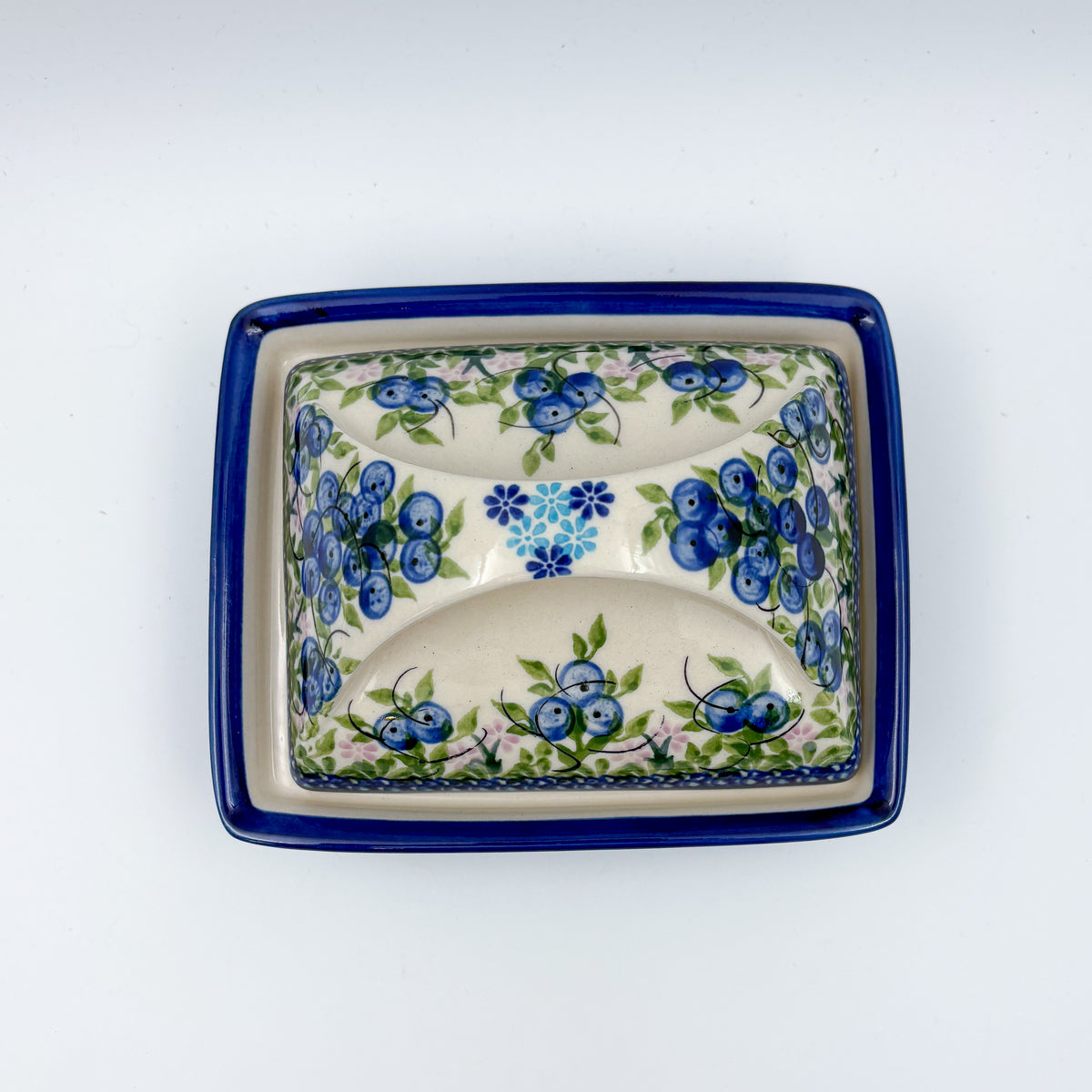 Butter Dish Deep: Hand crafted Polish pottery stoneware: UNIKAT Blueberry