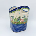 Basket Container & Utensil Med.  Handmade Polish pottery.  UNIKAT Piglet Pasture Design