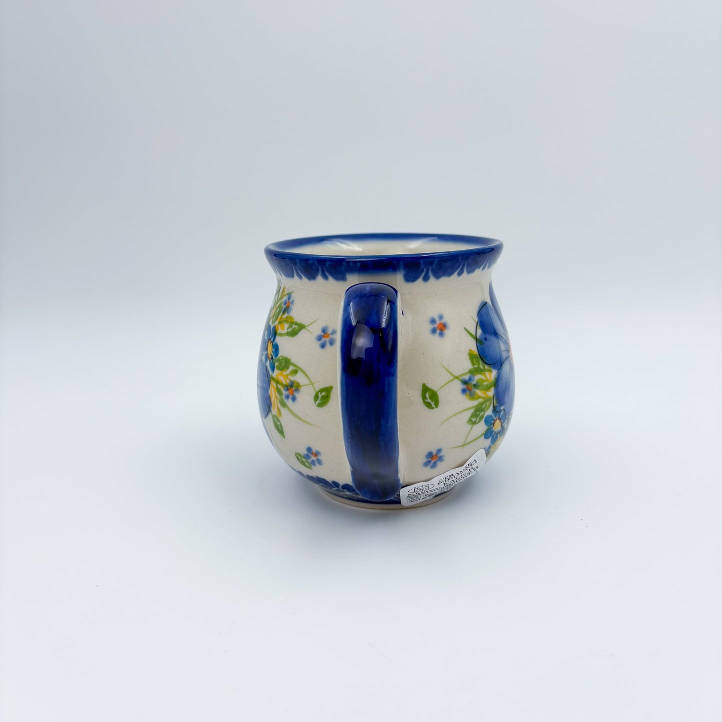 10 oz Bubble Mug. Handcrafted Polish pottery stoneware:  UNIKAT Blue Pansy