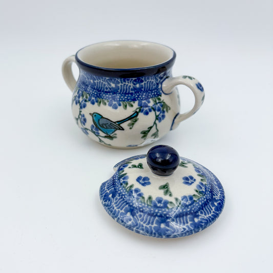 7oz. Sugar Bowl.  Baby Blue Bird Design