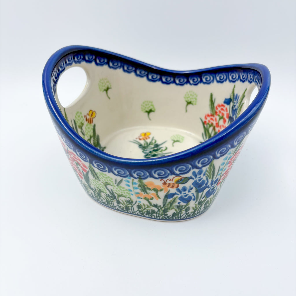 Basket Container Small.  Handmade Polish pottery.  UNIKAT Meadow Design