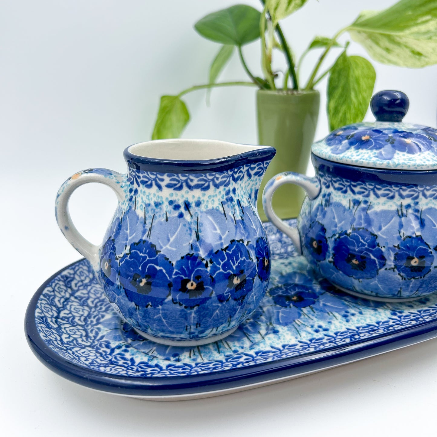 10" Cream and Sugar Set.  UNIKAT Deep Winter Design