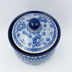 6" Lidded Jar.  Handmade Polish pottery.  UNIKAT Blue Poppy Design
