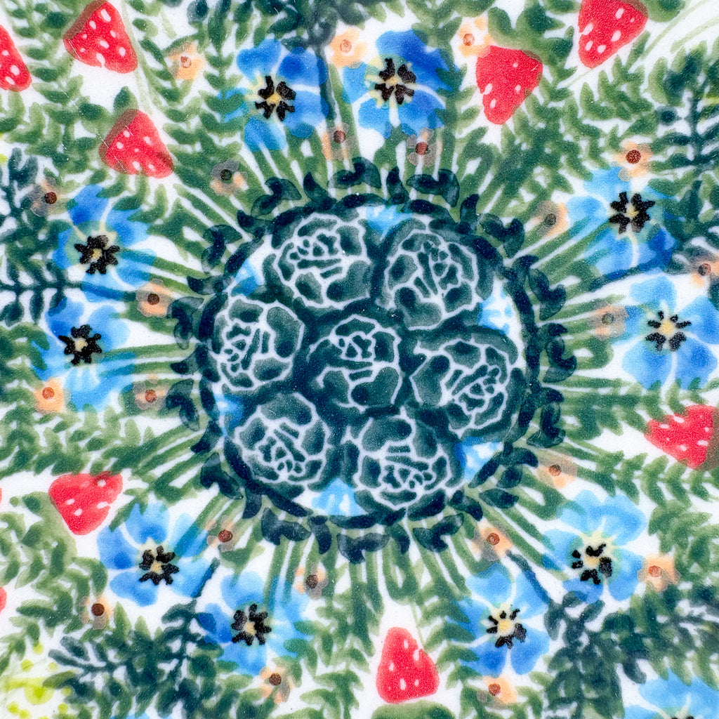 7.5” Plate.  Hand crafted Polish pottery stoneware: UNIKAT Strawberry Fields