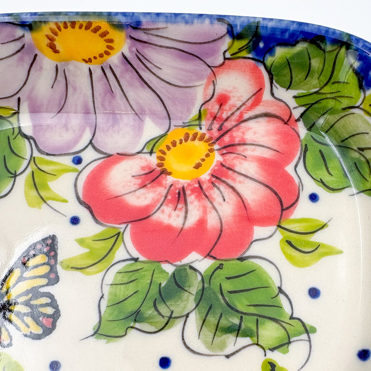 5" Soap Dish.  Handmade Polish pottery.  UIKAT Monarch Design