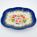 5" Soap Dish.  Handmade Polish pottery.  UNIKAT Cherry Blossom Pattern
