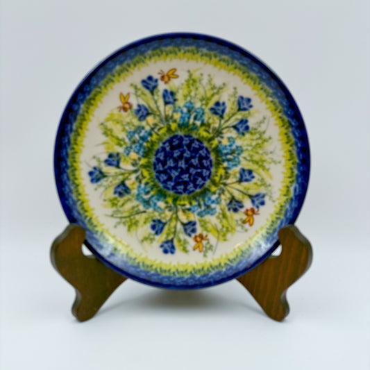 7.5” Plate.  Hand crafted Polish pottery stoneware: UNIKAT Bluebell Meadow