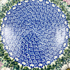 Close-up of dotted blue center medallion on Cottage Garden handled bowl