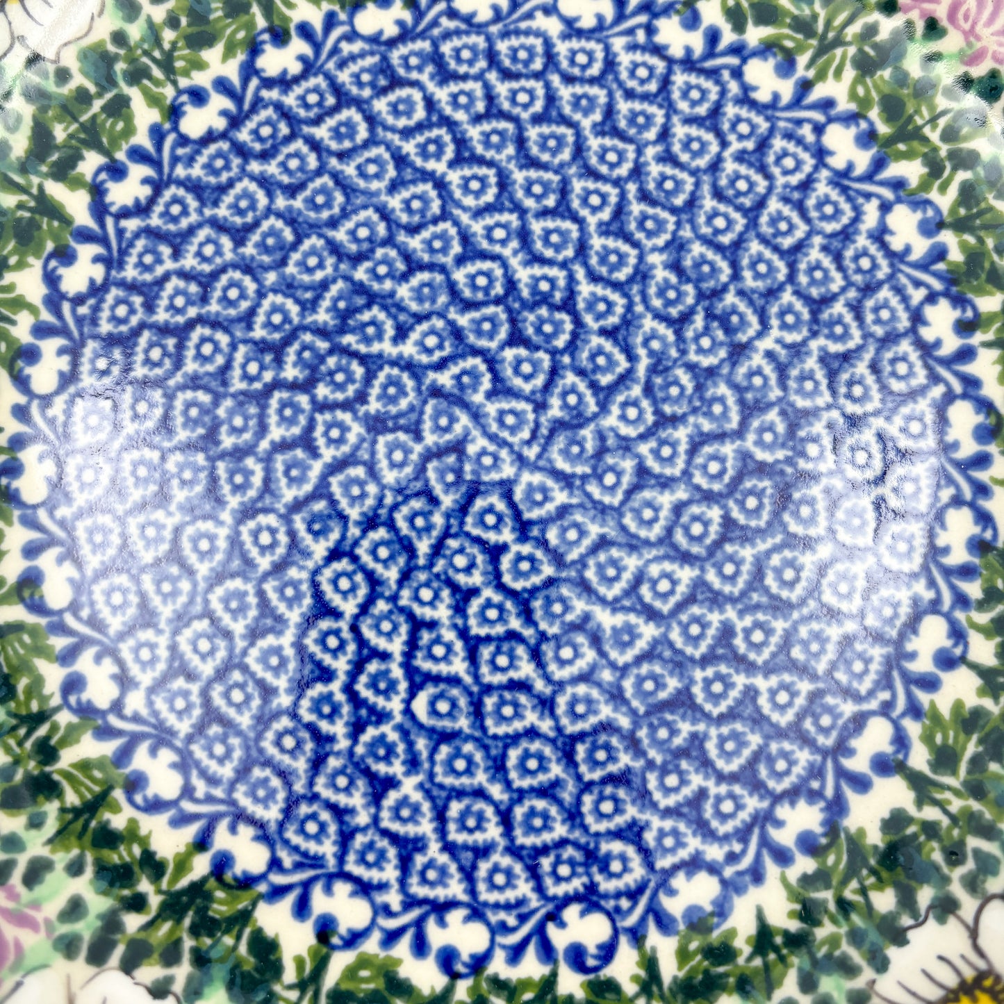 10" Bowl with Handles.  Hand crafted Polish pottery stoneware:  UNIKAT Cottage Garden