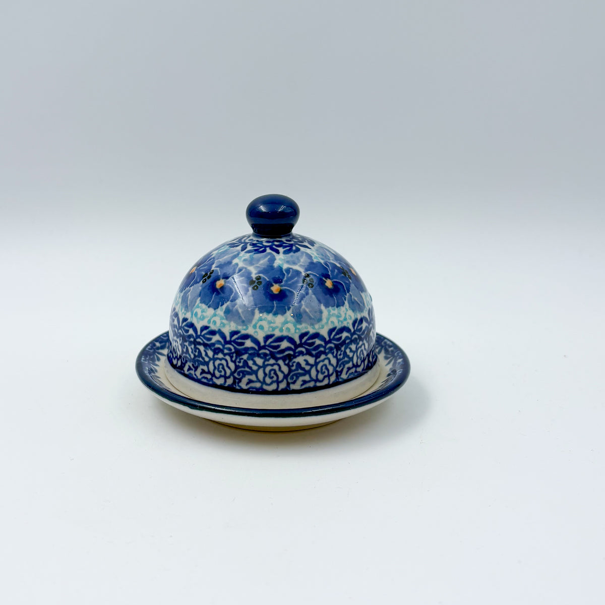 4" Butter Dish Handcrafted in Poland: UNIKAT Deep Winter Design