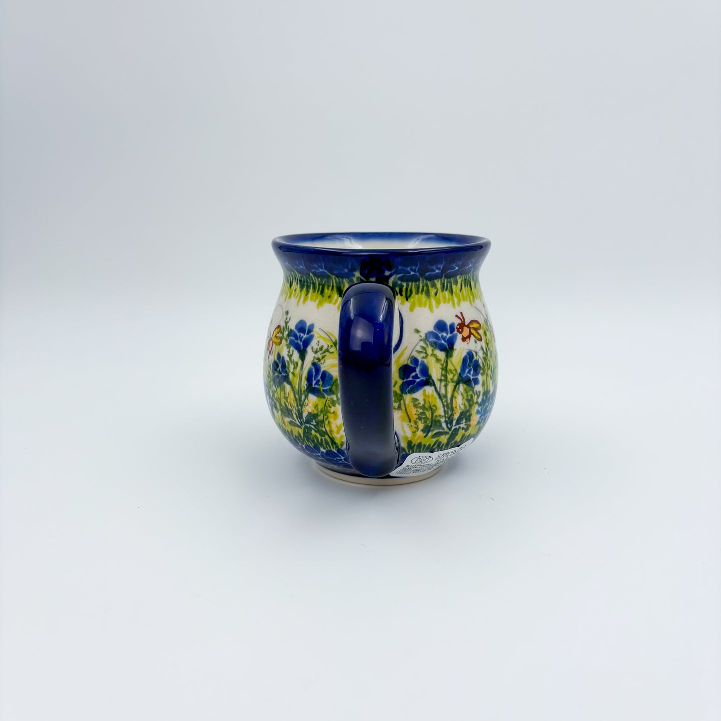 10 oz Bubble Mug. Handcrafted Polish pottery stoneware:  UNIKAT Bluebell Meadow