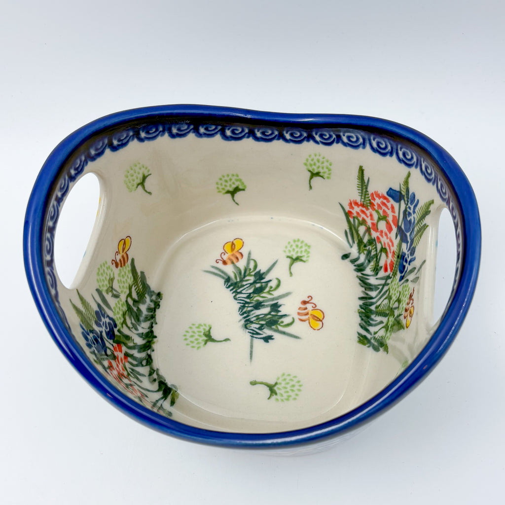 Basket Container Small.  Handmade Polish pottery.  UNIKAT Meadow Design