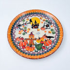 7.75” Plate.  Hand crafted Polish pottery stoneware: UNIKAT Halloween Scarecrow