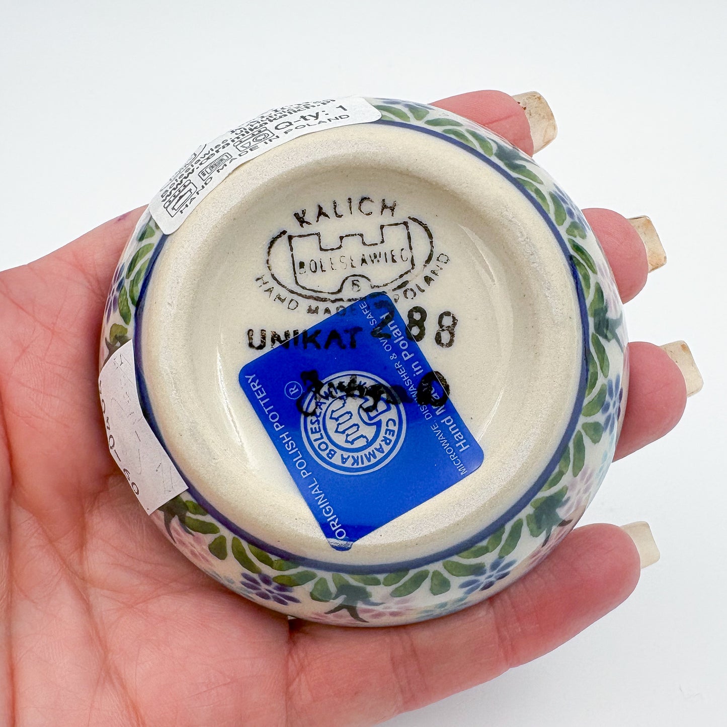 Small Set 3 stacking Bowls.  Hand crafted Polish pottery stoneware:  Blueberry Design
