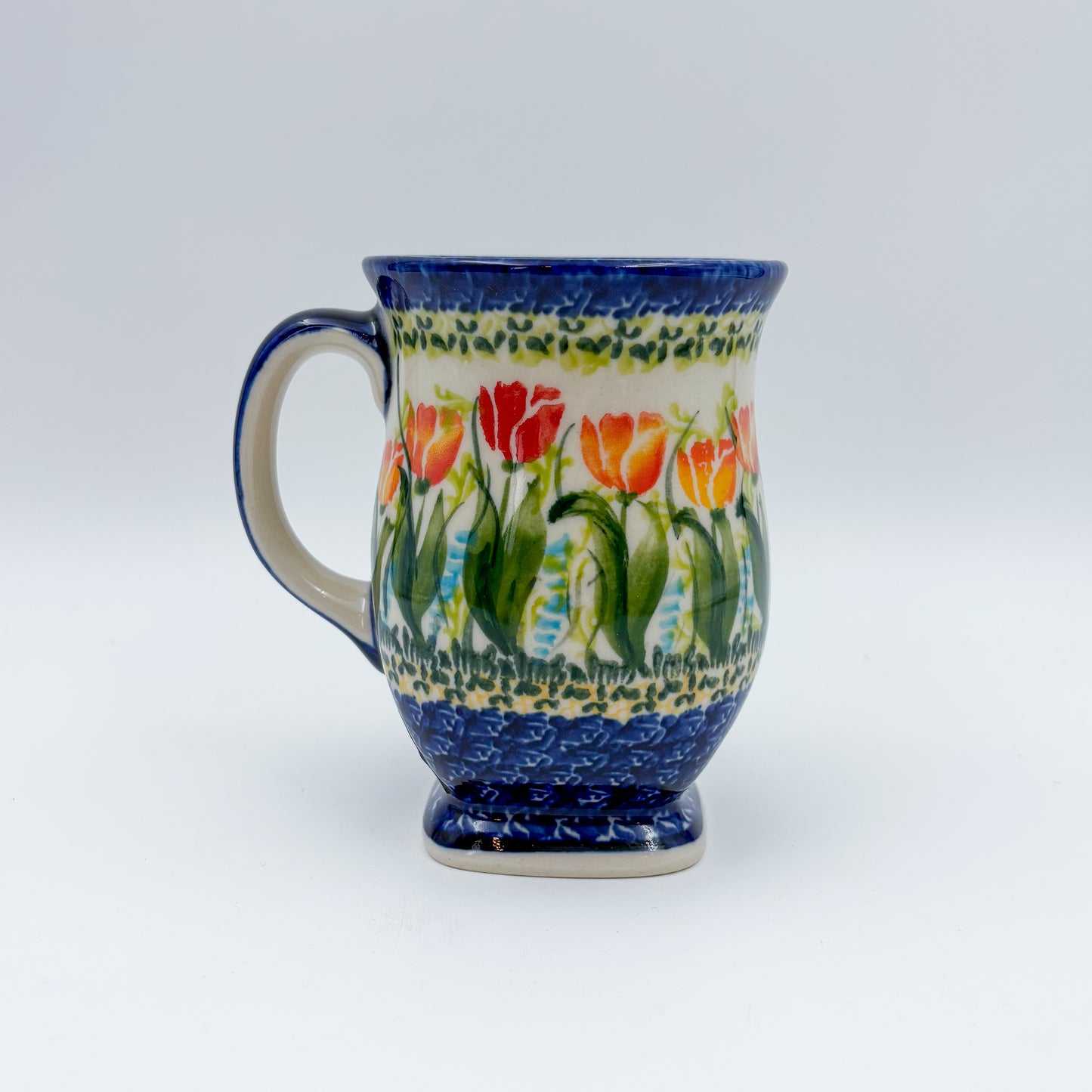 Tulip Mug 10oz. Handcrafted Polish pottery stoneware:  UNIKAT Wild Tulips