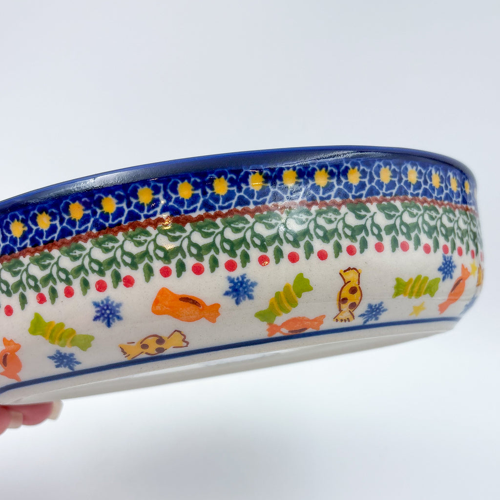 7.5” Mirek Oval Baker.  Handmade in Poland.  UNIKAT Candy Heaven Design