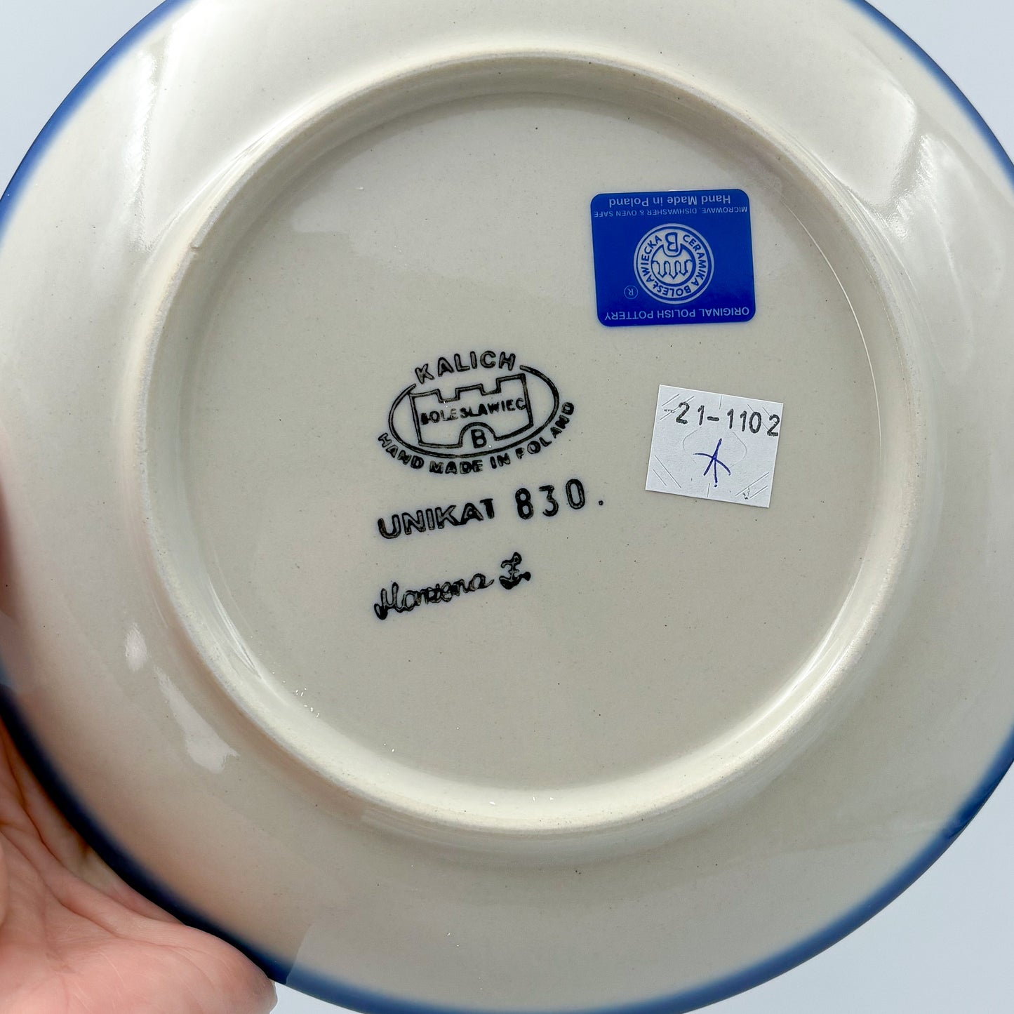 7.5” Plate.  Hand crafted Polish pottery stoneware: UNIKAT Gnome Village