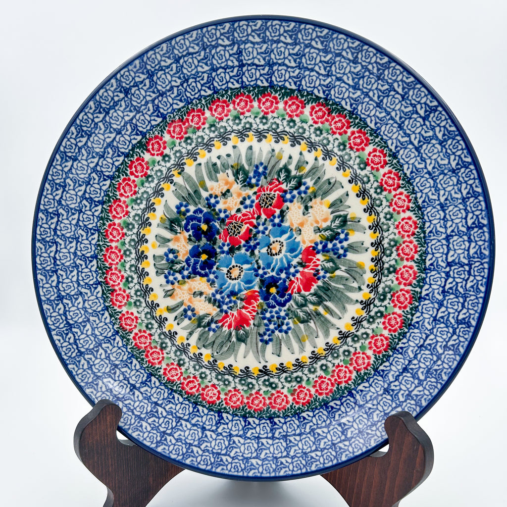 10” Plate.  Hand crafted Polish pottery stoneware: UNIKAT Poppy Dots Design.
