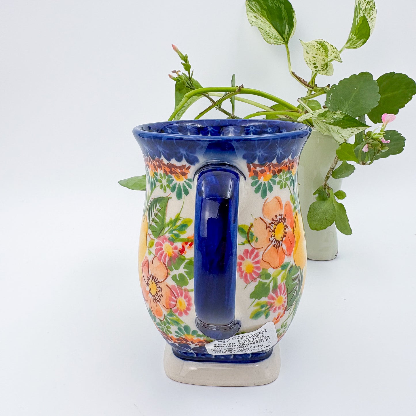 Tulip Mug 10oz. Handcrafted Polish pottery stoneware:  UNIKAT Spring Rose