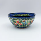 Tulips and Bees bowl on white background, front view