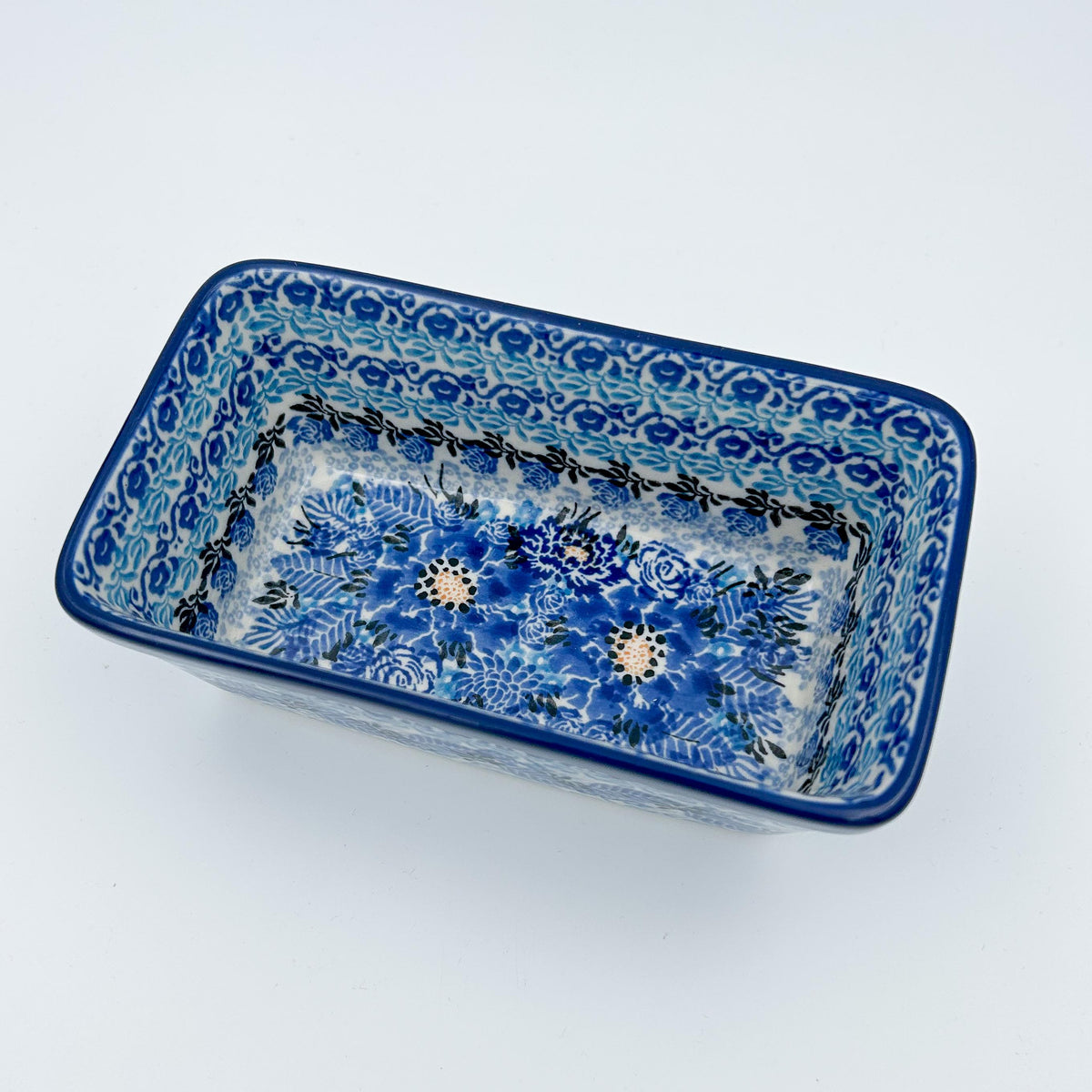 Mini Loaf Pan handmade in Poland.  UNIKAT Fields of Blue design