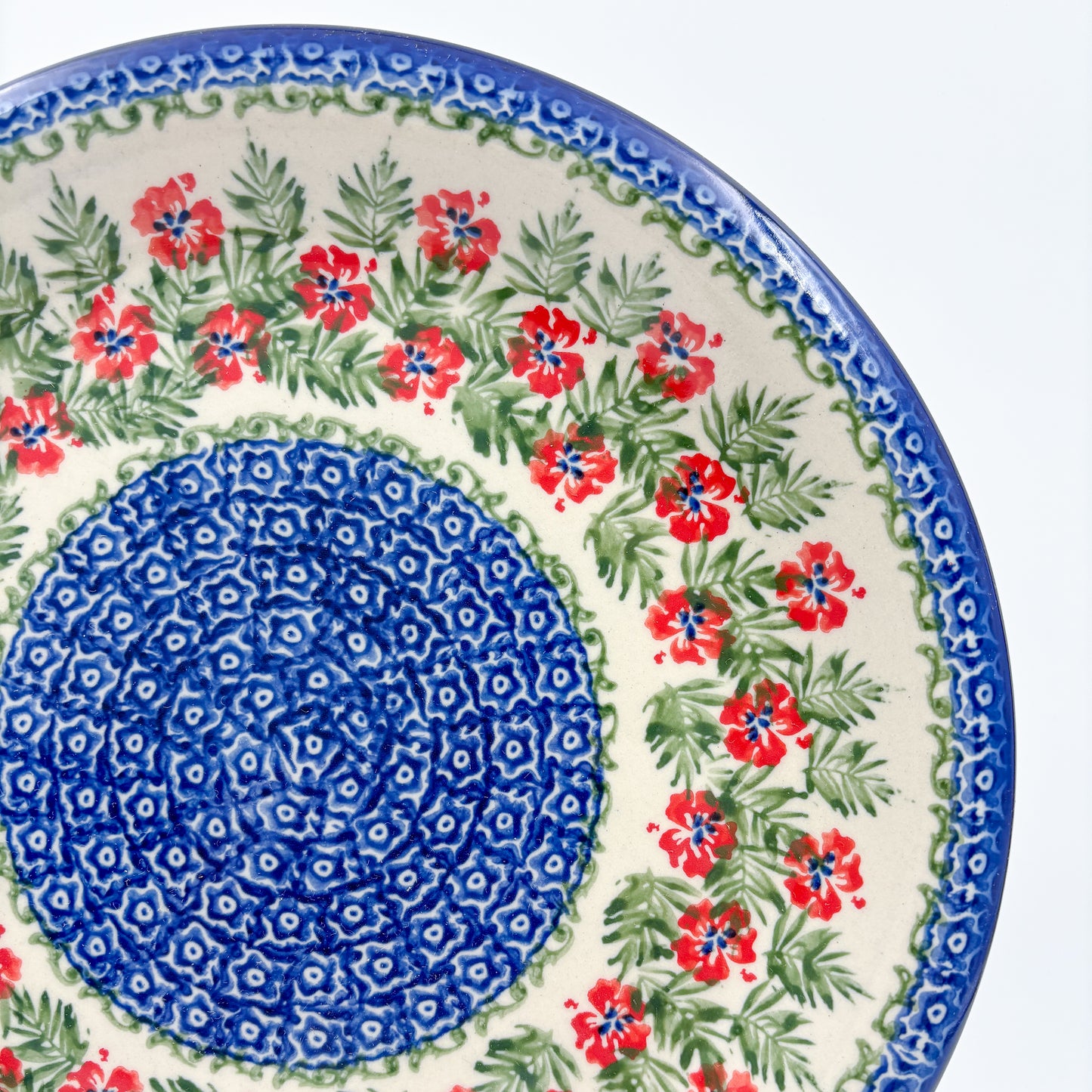 10.28” Plate.  Hand crafted Polish pottery stoneware: Midsummer Bloom Design