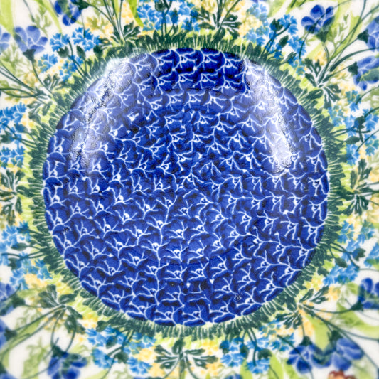 10.4" Wave Bowl. Hand crafted Polish pottery stoneware:  UNIKAT Bluebell Meadow Pattern