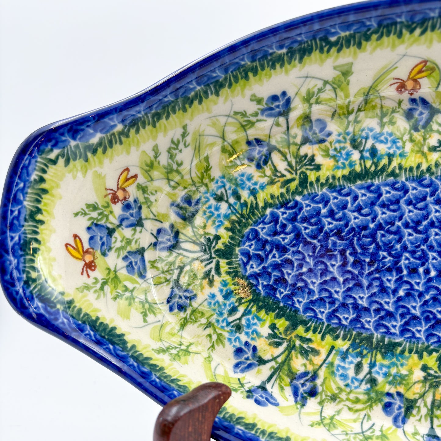 13" Oval Boat with Handles handmade in Poland. UNIKAT Bluebell Meadow Design