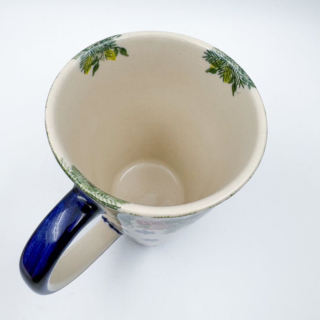Mug XL 18oz. Handcrafted Polish pottery stoneware:  UNIKAT Reindeer Bliss