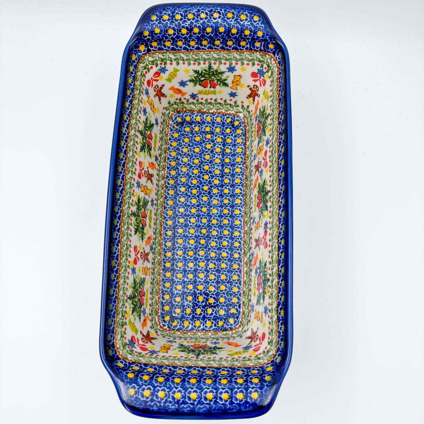 13” Meatloaf/Bread Baker Handmade in Poland.  UNIKAT Candy Heaven Design