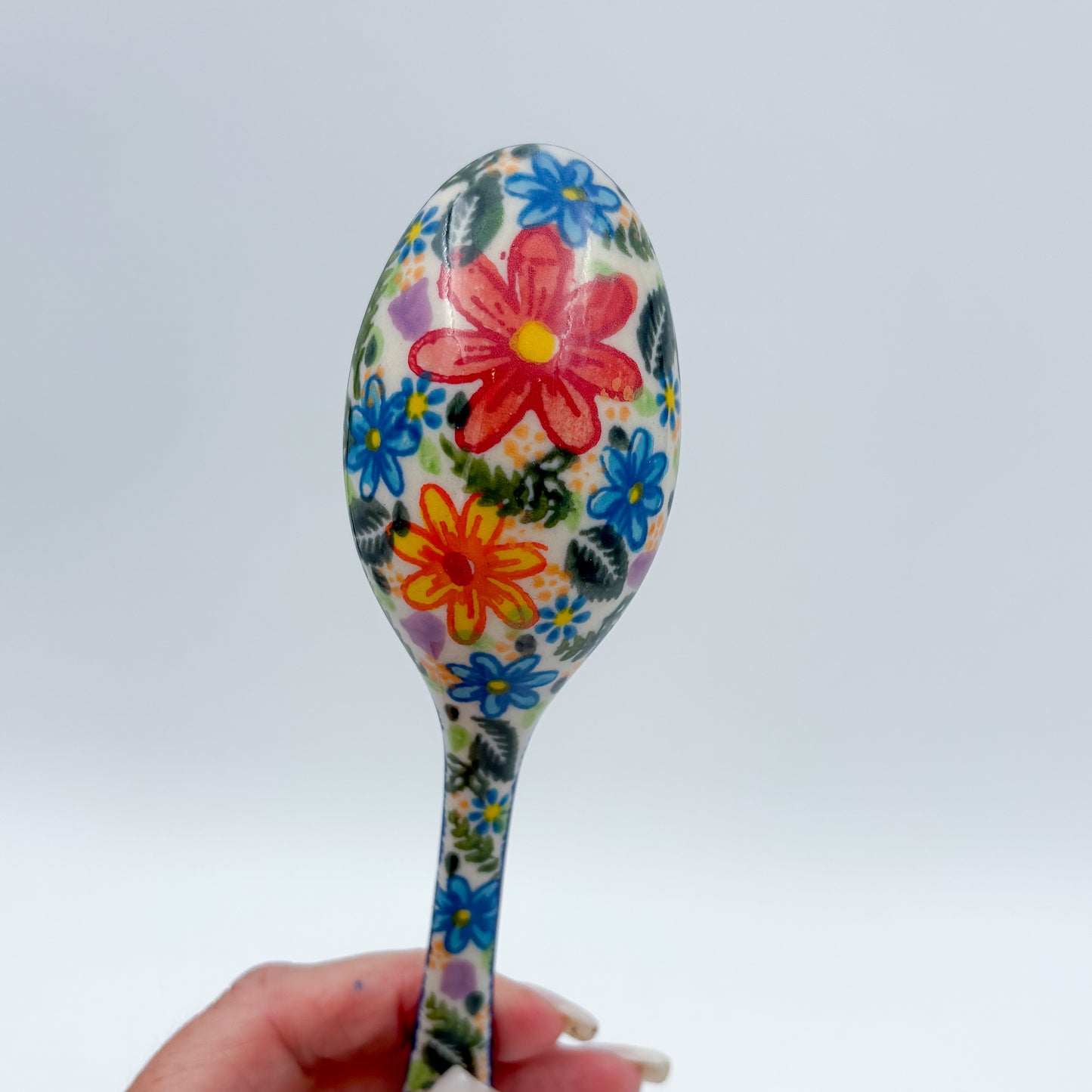 Spoon Lg 8”.  Handmade Polish pottery. UNIKAT Daisy Delight