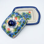 Butter Dish Wide Handcrafted in Poland: UNIKAT Poppy Garden Bloom Design
