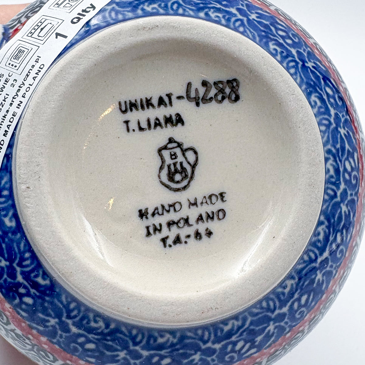 12 oz Bubble Mug. Handcrafted Polish pottery stoneware:  UNIKAT Copper Rose Meadow Design
