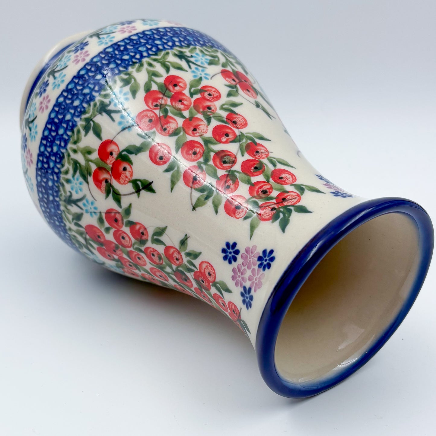 Vase 9”. Handmade Polish pottery.  UNIKAT Red Berry