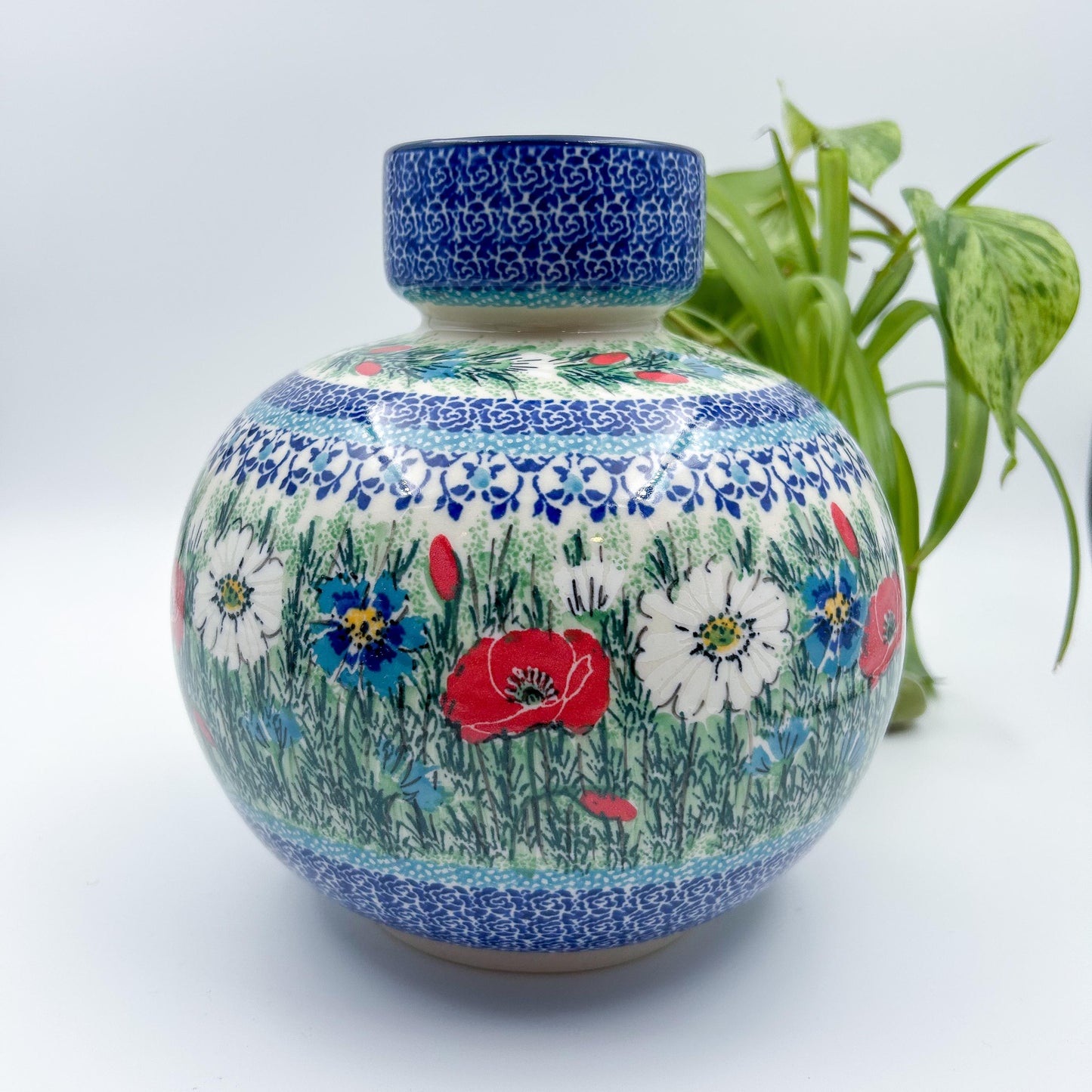  7” vase with floral design Polish fields 